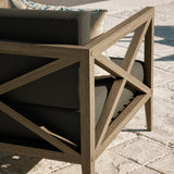 Roan Outdoor Patio Teak Armchair in Weathered Gray Flint