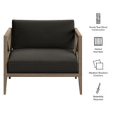Roan Outdoor Patio Teak Armchair in Weathered Gray Flint