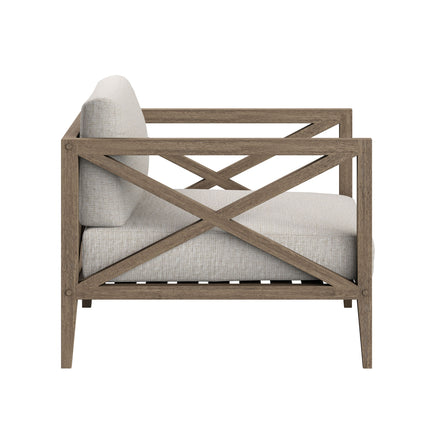 Northlake 3-Piece Outdoor Patio Teak Wood Furniture Set with Armchair and Side Table in Weathered Gray Pebble