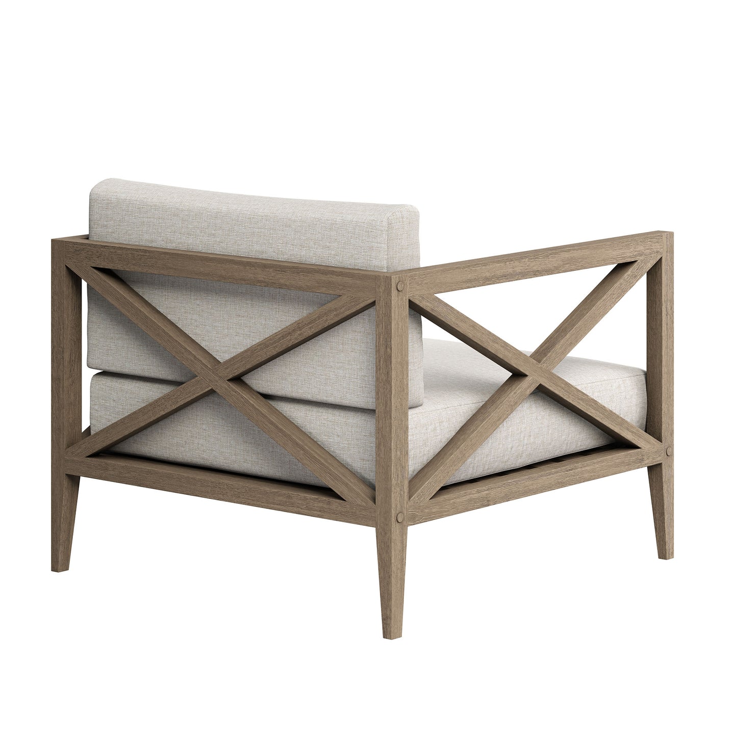 Roan Outdoor Patio Teak Armchair in Weathered Gray Pebble