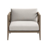 Roan 3-Piece Outdoor Patio Teak Wood Furniture Set with Armchair and Side Table in Weathered Gray Pebble