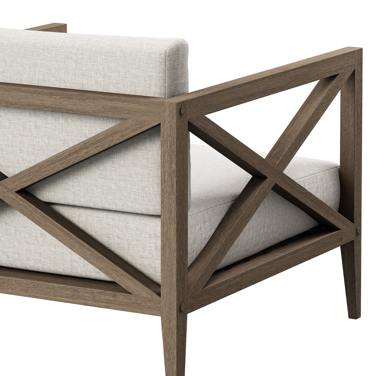 Roan Outdoor Patio Teak Armchair in Weathered Gray Pebble