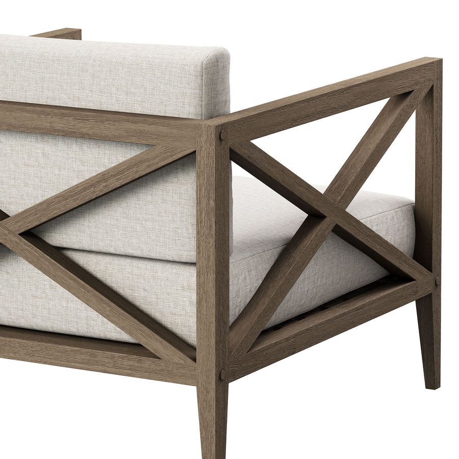 Roan Outdoor Patio Teak Armchair in Weathered Gray Pebble