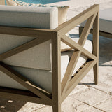 Roan Outdoor Patio Teak Armchair in Weathered Gray Pebble