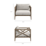 Roan Outdoor Patio Teak Armchair in Weathered Gray Pebble