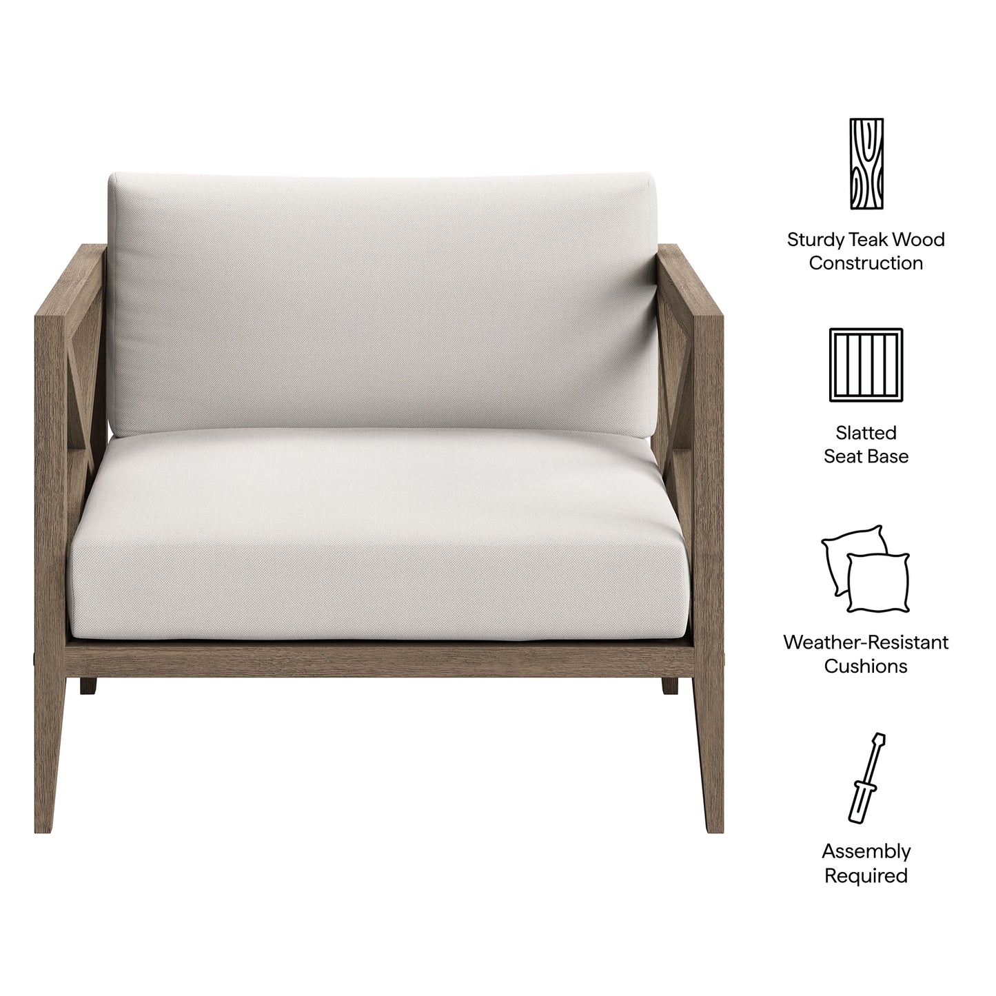 Northlake Outdoor Patio Teak Armchair by Furniture For America