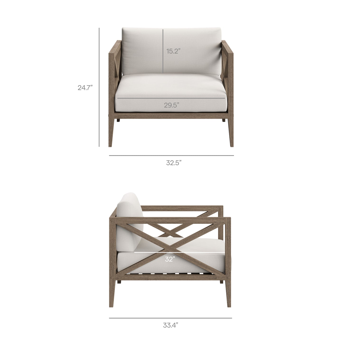 Northlake Outdoor Patio Teak Armchair by Furniture For America