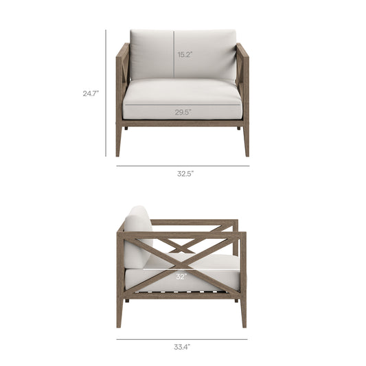 Northlake Outdoor Patio Teak Armchair by Furniture For America
