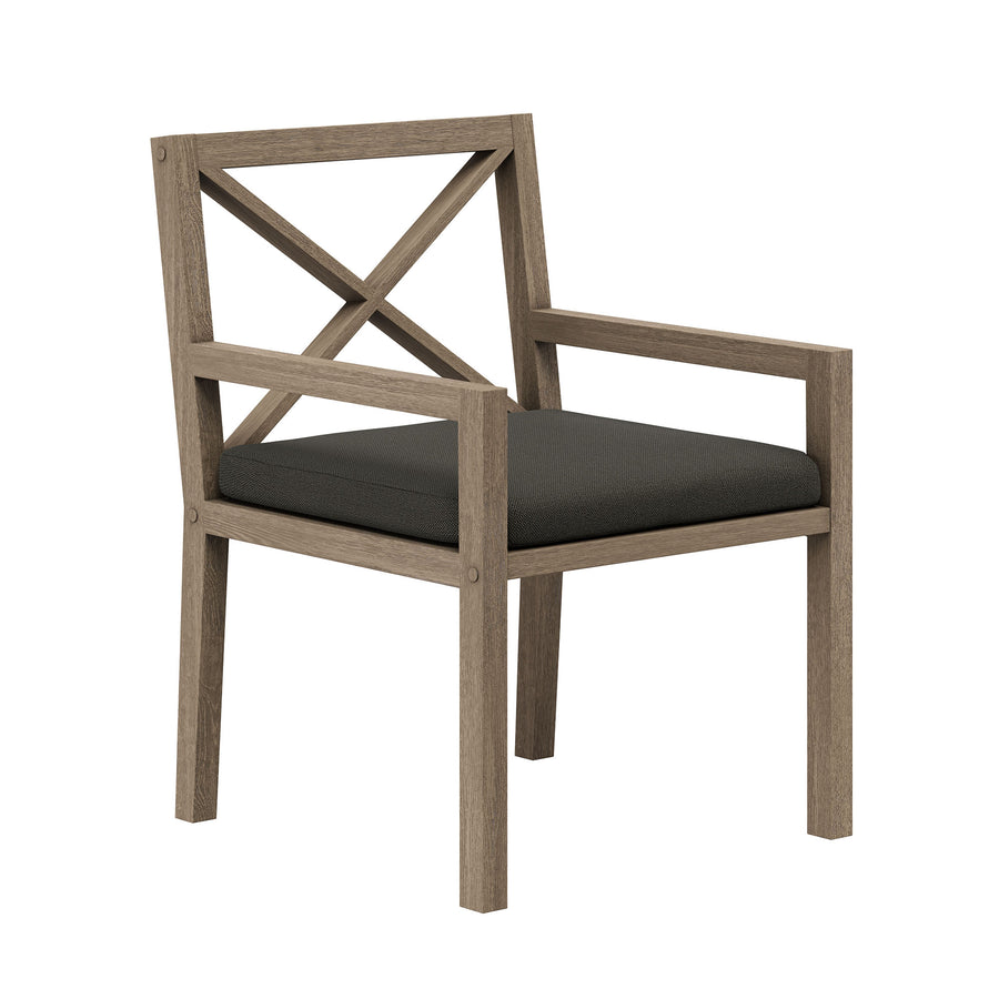 Roan 9-Piece Outdoor Patio Teak Wood Dining Set in Weathered Gray Flint