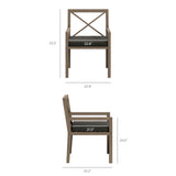 Roan Outdoor Patio Teak Dining Armchair in Weathered Gray Flint