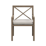 Roan 9-Piece Outdoor Patio Teak Wood Dining Set in Weathered Gray Pebble