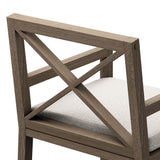 Roan Outdoor Patio Teak Dining Armchair in Weathered Gray Pebble