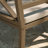 Roan Outdoor Patio Teak Dining Armchair in Weathered Gray Pebble