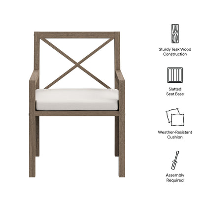 Northlake Outdoor Patio Teak Dining Armchair by Furniture For America