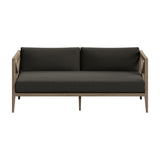 Roan Outdoor Patio Teak Loveseat in Weathered Gray Flint