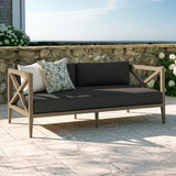 Roan Outdoor Patio Teak Loveseat in Weathered Gray Flint
