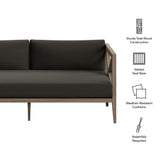 Roan Outdoor Patio Teak Loveseat in Weathered Gray Flint