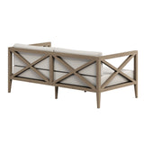 Roan Outdoor Patio Teak Loveseat in Weathered Gray Pebble