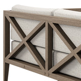 Roan Outdoor Patio Teak Loveseat in Weathered Gray Pebble
