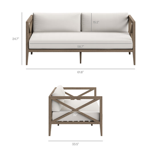 Northlake Outdoor Patio Teak Loveseat by Furniture For America