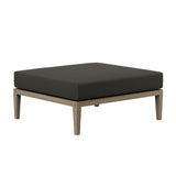 Roan Outdoor Patio Teak Ottoman in Weathered Gray Flint