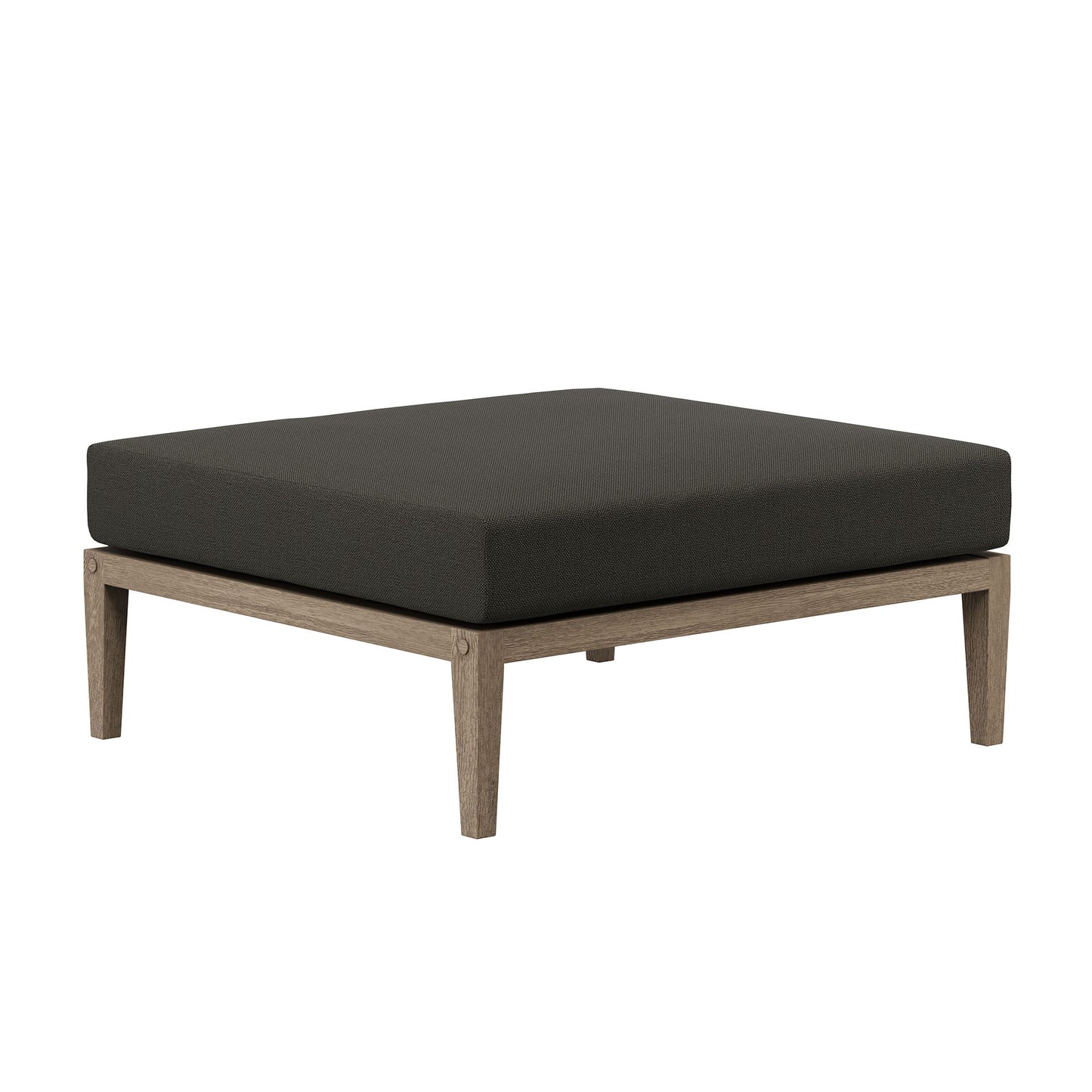Roan Outdoor Patio Teak Wood Loveseat and Ottoman Set in Weathered Gray Flint