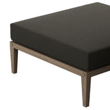 Roan Outdoor Patio Teak Ottoman in Weathered Gray Flint