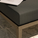 Roan Outdoor Patio Teak Ottoman in Weathered Gray Flint