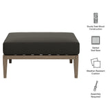 Roan Outdoor Patio Teak Ottoman in Weathered Gray Flint