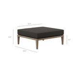 Roan Outdoor Patio Teak Ottoman in Weathered Gray Flint