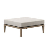 Roan Outdoor Patio Teak Wood Loveseat and Ottoman Set in Weathered Gray Pebble