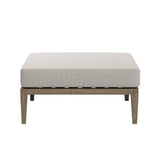 Roan Outdoor Patio Teak Wood Loveseat and Ottoman Set in Weathered Gray Pebble