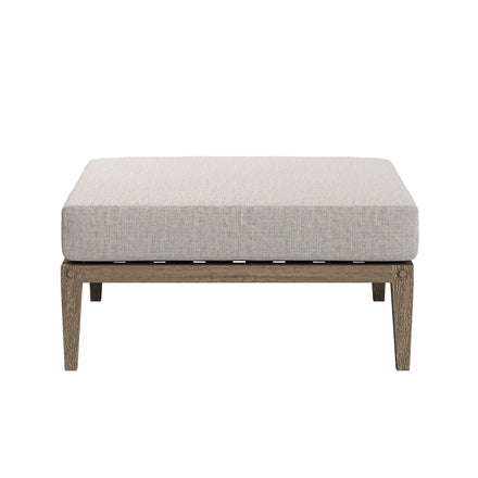 Northlake Outdoor Patio Teak Wood Loveseat and Ottoman Set in Weathered Gray Pebble