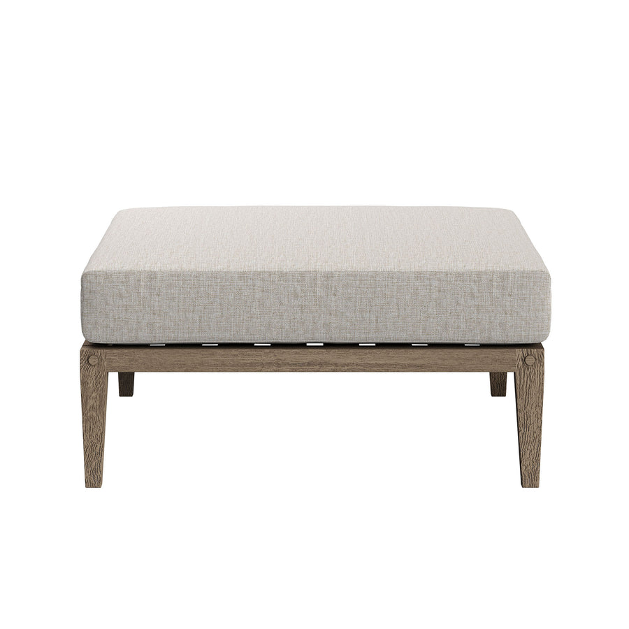 Roan Outdoor Patio Teak Wood Loveseat and Ottoman Set in Weathered Gray Pebble