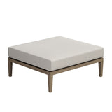 Roan Outdoor Patio Teak Ottoman in Weathered Gray Pebble
