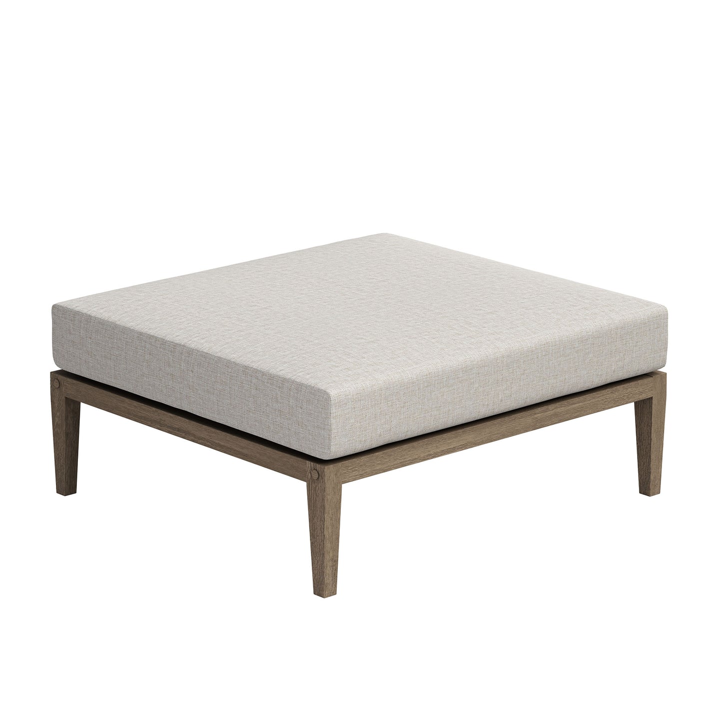 Roan Outdoor Patio Teak Wood Loveseat and Ottoman Set in Weathered Gray Pebble