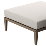 Roan Outdoor Patio Teak Ottoman in Weathered Gray Pebble