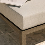 Roan Outdoor Patio Teak Ottoman in Weathered Gray Pebble