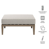 Roan Outdoor Patio Teak Ottoman in Weathered Gray Pebble