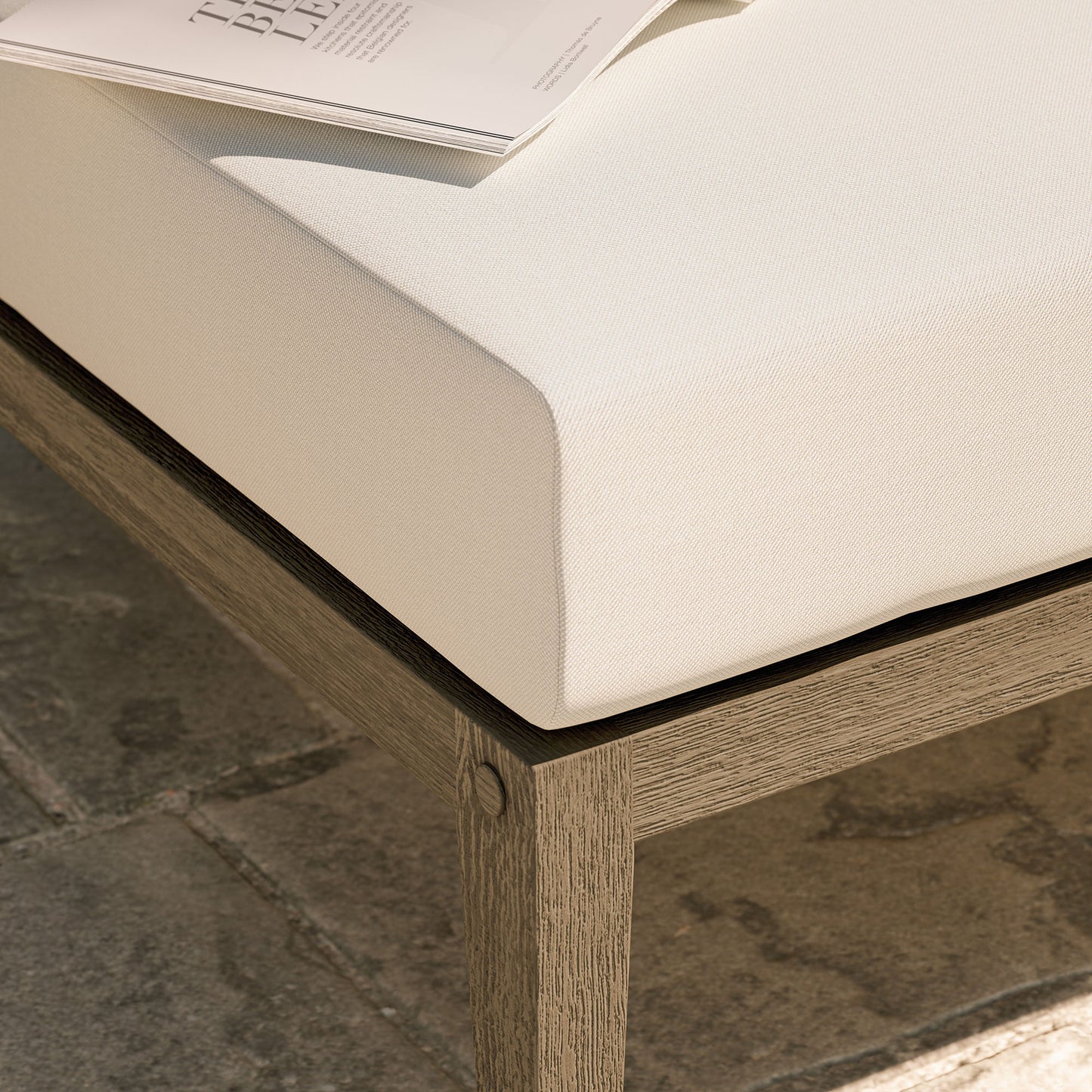 Northlake Outdoor Patio Teak Ottoman by Furniture For America