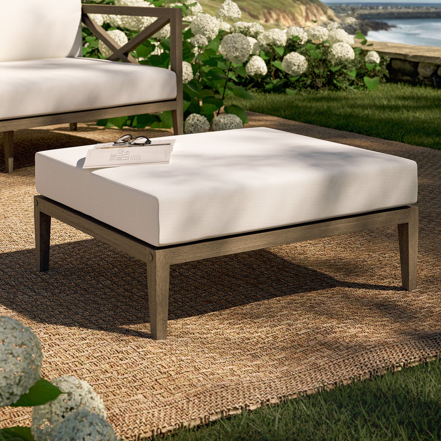 Northlake Outdoor Patio Teak Ottoman by Furniture For America
