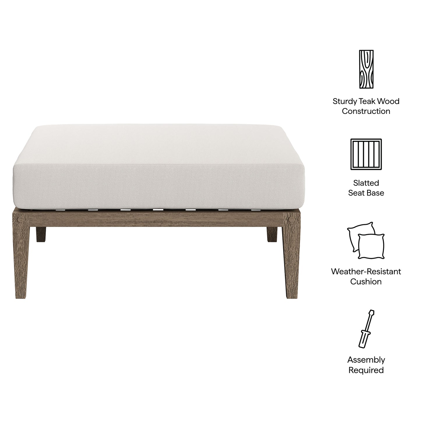 Northlake Outdoor Patio Teak Ottoman by Furniture For America