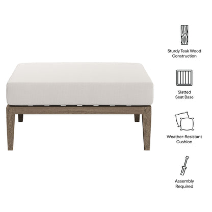 Northlake Outdoor Patio Teak Ottoman by Furniture For America