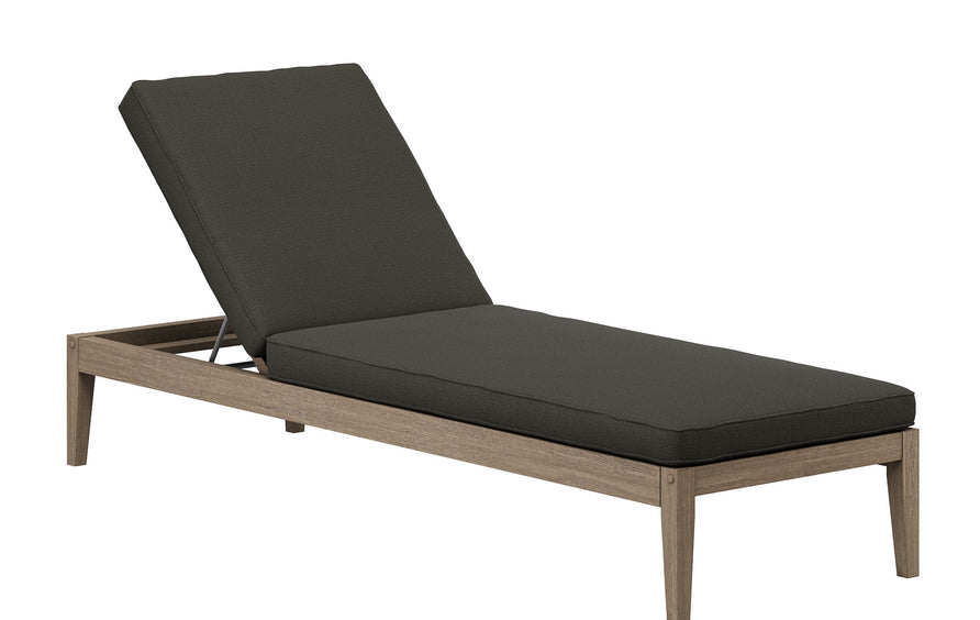 Roan Outdoor Patio Teak Chaise Lounge in Weathered Gray Flint