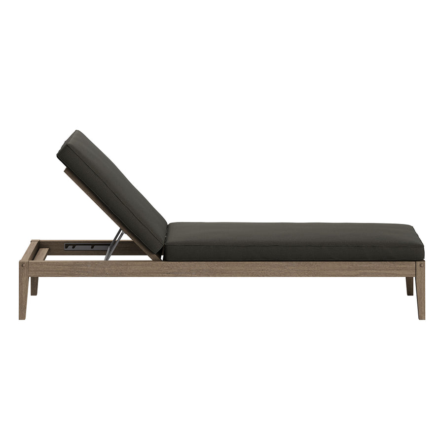 Roan Outdoor Patio Teak Chaise Lounge in Weathered Gray Flint