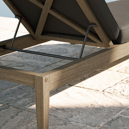 Northlake Outdoor Patio Teak Chaise Lounge by Furniture for America