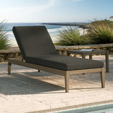 Roan Outdoor Patio Teak Chaise Lounge in Weathered Gray Flint