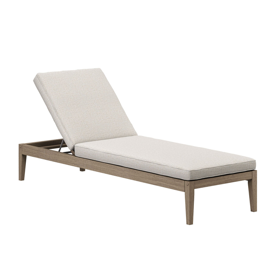 Roan 3-Piece Outdoor Patio Teak Wood Furniture Set with Chaise Lounges and Side Table in Weathered Gray Pebble