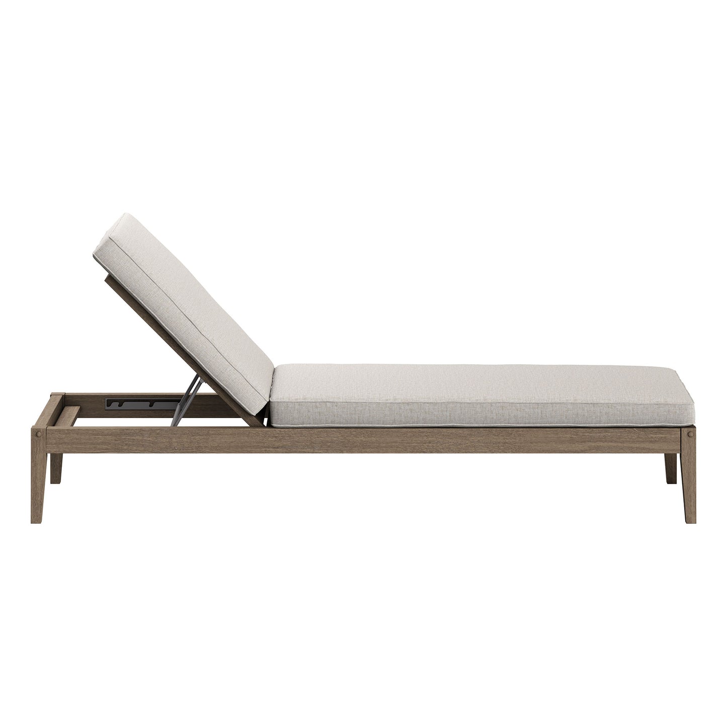 Roan Outdoor Patio Teak Chaise Lounge in Weathered Gray Pebble