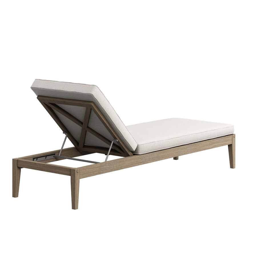 Roan Outdoor Patio Teak Chaise Lounge in Weathered Gray Pebble